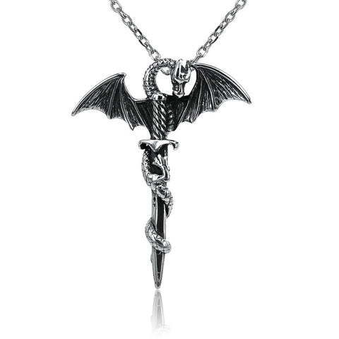 Mens Dragon Sword Necklace