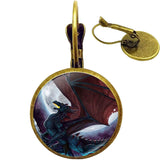 Moon and Dragon Earrings (bronze)