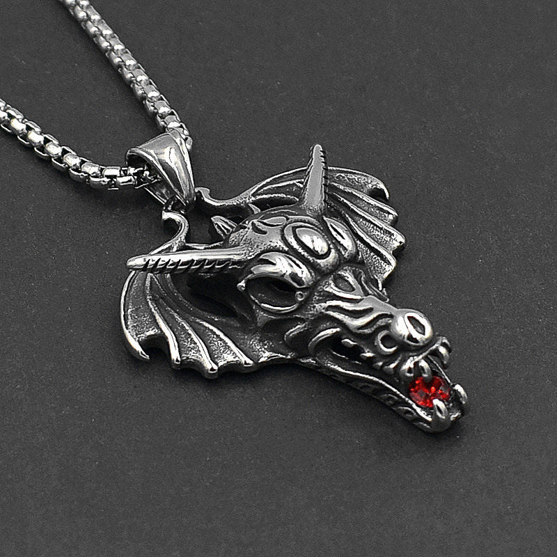 Necklace With Dragon Head (Stainless Steel)