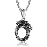 Ouroboros Dragon Necklace (Silver)