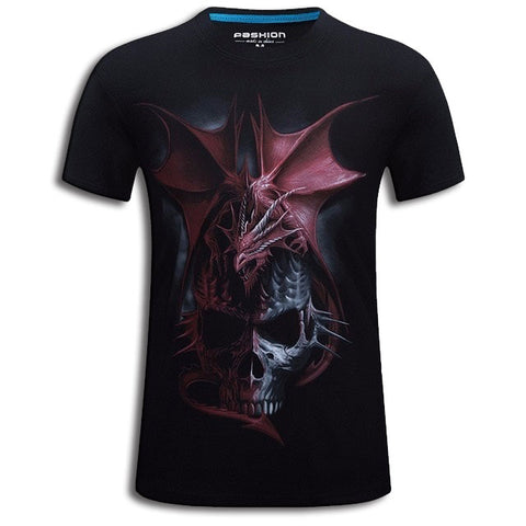 Red Dragon And Skull T-shirt