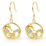 Silver Dragon Earrings with Zircon Stones (golden)