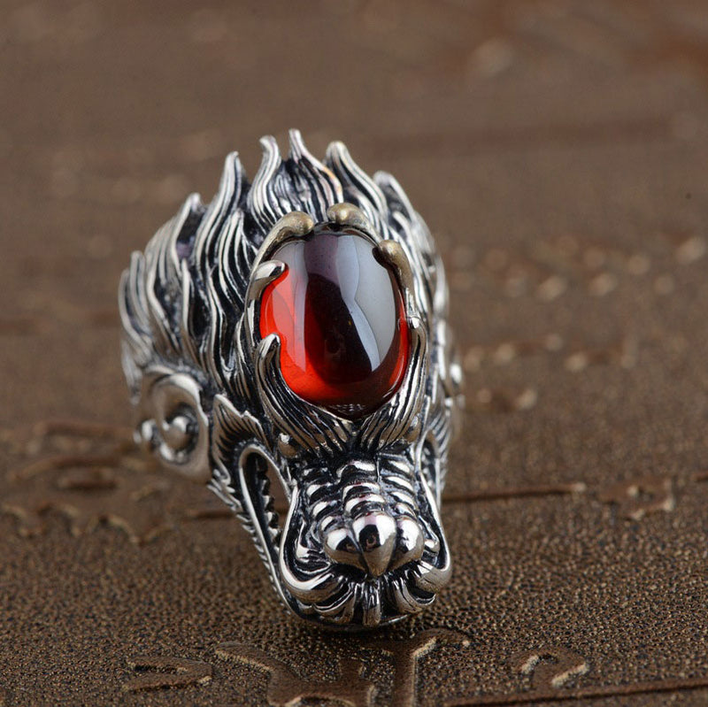 Vintage Red CZ Eye Tribal Dragon Head Ring, Stainless Steel, Silver, Size  7-13 | eBay
