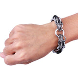 Stainless Steel Dragon Leather Bracelet
