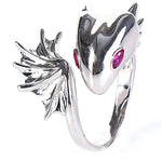 Sterling Silver Dragon Engagement Ring (pink eyes)