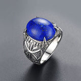 Sterling Silver and Lapis Lazuli Ring with Dragon Mounting