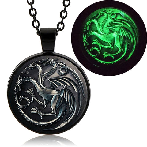 Targaryen Dragon Glow In The Dark Pendant (Black finish)