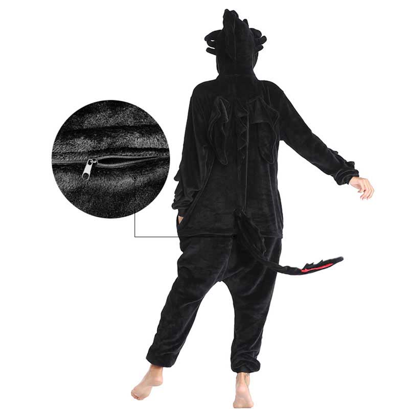 Onesie Dragon Sans Dents Adulte - Pyjama Flanelle Chaud Costume Animal Dinosaure