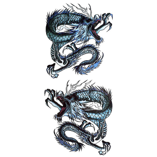 Colourful double dragon tattoo