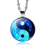 Yin Yang Dragon Necklace (Silver finish)