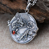 Yin Yang Dragon Tiger Pendant (Sterling Silver)